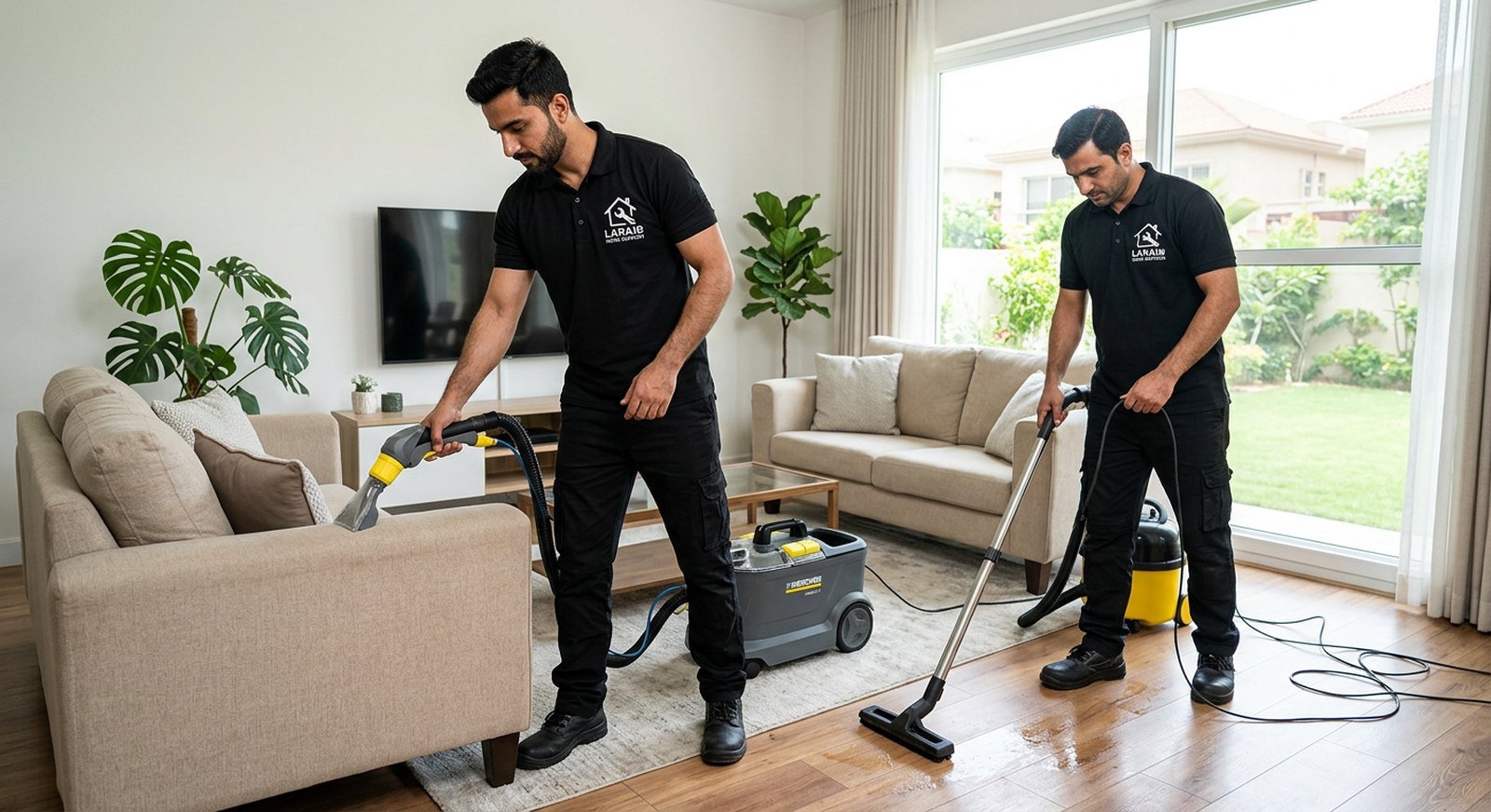 Professional deep cleaning crew at work